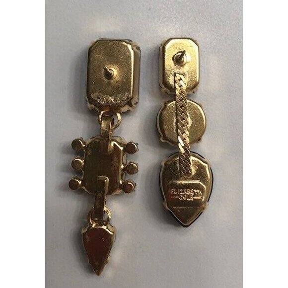 PREOWNED ELIZABETH COLE DESTRY MISMATCHED BLUE 24K GP SWAROVSKI CRYSTAL EARRINGS - Picture 2 of 5